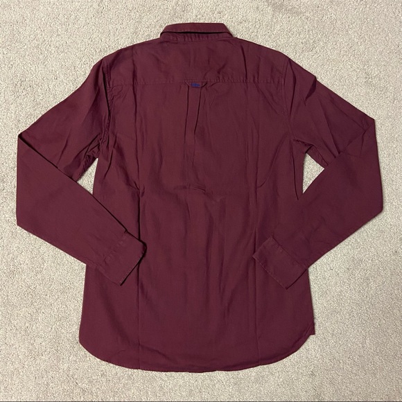 New SUPERDRY Men’s Classic University Oxford S L/S Shirt Burgundy Mini Grid Sz S - Picture 9 of 11